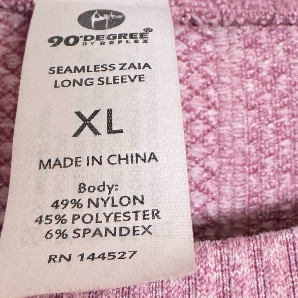 90 DEGREES Seamless Zaia Long Sleeve Active Sporty Pink Top With Thumbholes  XL - Picture 5 of 15